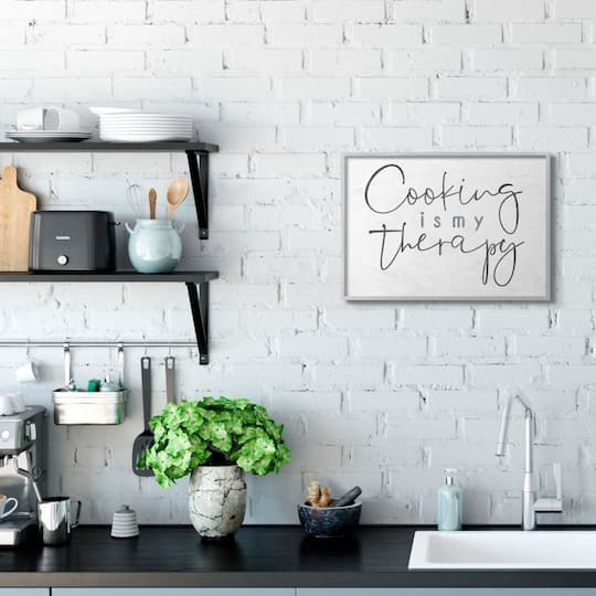 Stupell Industries Cooking Is My Therapy Gray Framed Wall Art